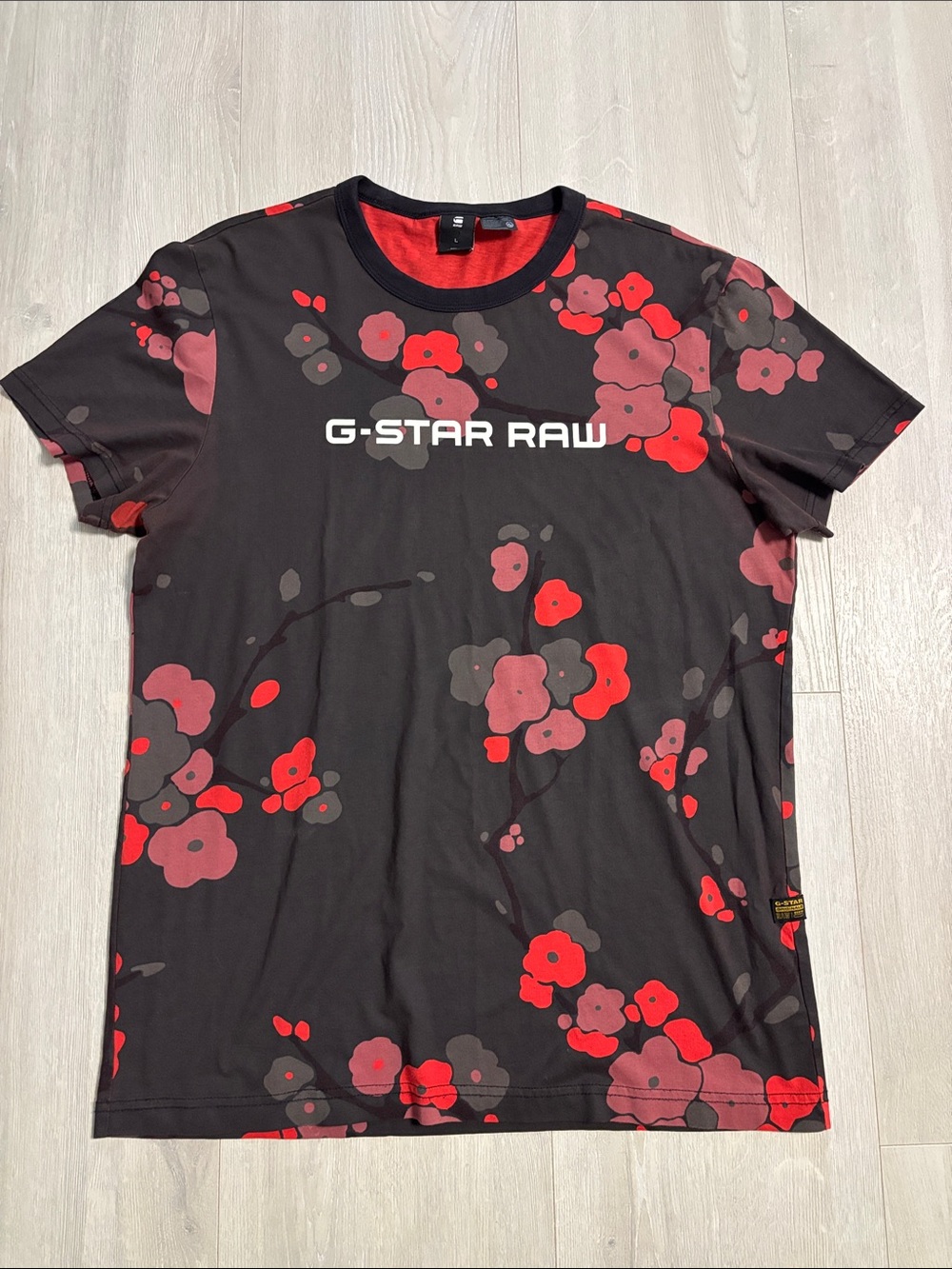🔥BUNDLESALE Mens L G-Star Raw Tee T-shirt with Red Floral Print NWOT